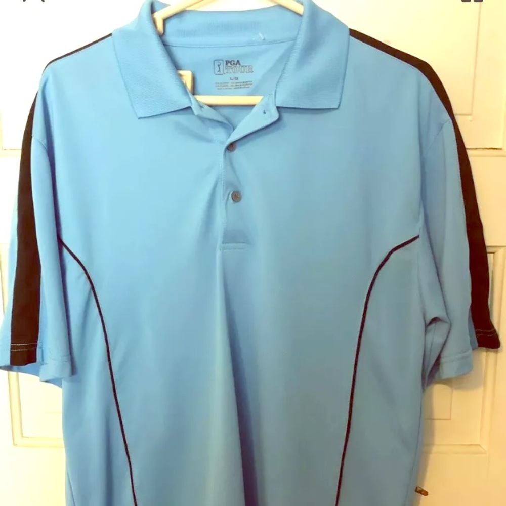 Mens Blue Large PGA Tour Golf Polo